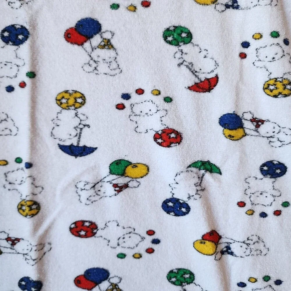 Vtg‎ Carter’s Primary Colors Teddy Bear Balloon Terry Cloth Blanket/Hooded Towel